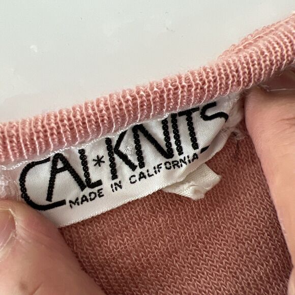 Cal Knits Tank Top Women Medium Orange Sleeveless Button Down Shirt Knit Casual - Picture 5 of 11